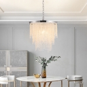 Circle Ceiling Mount Simplicity Pendant with 5 Light Crystal Shade Multi Light Pendant for Restaurant