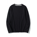 Casual Sweatshirt Solid Color Long Sleeves Round Neck Pullover Relaxed Sweatshirt for Men
