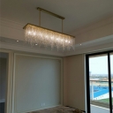 Contemporary Style Crystal Island Light Rectangle Tassel Dining Room Lighting Fixture in Gold