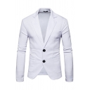 Basic Mens Blazer Chest Pocket Single Breasted Suit Collar Long Sleeves Fitted Blazer Top