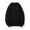 Casual Sweatshirt Pure Color Long-Sleeved Crew Neck Pullover Loose Fit Sweatshirt for Men