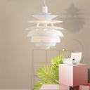 Aluminum Alloy Hanging Light Creative Pine Tree Shaped 16 Inchs Wide Post-modern Lighting Pendant for Bedroom in White