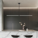Acrylic Black Shade Linear Island Light Modern Living Room LED Island Fixture in Warm Light