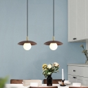 Simplicity Pendant Glass Shade with 1 Bi-Bulb Circle Metal Ceiling Mount Single Pendant for Dining Room