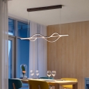 Linear Wave Design Island Light Minimalist Dining Room Metal Coffee LED 3-Light Island Pendant