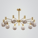Nordic Ball Chandelier Light with Sputnik Design Clear Glass Multi Light Pendant for Living Room