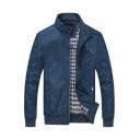 Casual Men's Jacket Plain Zip-Fly Long Sleeve Stand Collar Regular Fit Jacket
