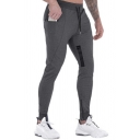 Modern Drawstring Sport Pants Stripe Print Zip Ankle Detail Skinny Track Pants for Men