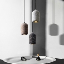 Modern Minimalist Hanging Lamp Warm Light 4 Inchs Wide Terrazzo Cylindrical LED Mini Lighting Pendant in Warm Light
