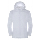 Men Casual Jacket Pure Color Zip Closure Quick-Dry Long Sleeve Fitted Hooded Jacket
