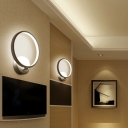 Metal LED Modern Living Room Wall Lamp Acrylic White Round Shade 1-Head Wall Sconce