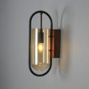 Nordic Metal Wall Mounted Light Single Light Sconce for Bedside Corridor with Glass Shade in Black
