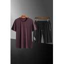 Mens Simple Co-ords Plain Short Sleeve Crew Neck T-Shirt & Shorts Fitted Co-ords