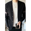 Men Chic Cardigan Stripe Pattern Knitted Long Sleeve Button-down Slim Fitted Cardigan