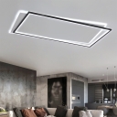 Double Rectangle LED Flush Mount Lighting 35.5 Inchs Long Acrylic Simplicity Flush Mount Ceiling Light in Black and White
