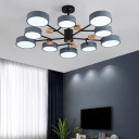 Iron Sputnik Hanging Light Fixture Minimalist Black Finish Ceiling Chandelier Lamp for Living Room