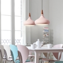 Macaron Metal Shade Pendant Nordic Restaurant Lid Form 1-Bulb Hanging Lamp for Bedroom