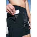 Men's Stylish Shorts Plain Elastic Waist Side Pockets Fitted Mini Shorts