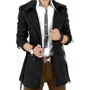 Stylish Trench Coat Notched Collar Long Sleeves Double Breasted Slim Fit Trench Coat for Men