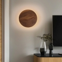 Modern Style Wall Light LED Round Fixture Not Dimmable Ambient Eclipse LED Wall Sconce in Dark Wood for Bedroom
