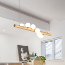 Modern Simplicity Pendant Globe Glass Shade with Bi-Bulb Metal Ceiling Mount Island Light for Dining Room
