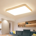 Wooden LED Flush Mount Light Asian Style Wood Acrylic 38 Inchs Long Ceiling Lamp for Bedroom