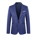 Fashionable Blazer Solid Color Pocket Detail One Button Lapel Collar Long-Sleeved Slim Fit Blazer for Men