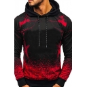 Trendy Hoodie Ombre Print Kangaroo Pocket Long Sleeve Drawstring Fitted Hoodie for Men