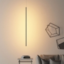 Minimalist Style Black LED Pendant Metal Rod Design 1-Light Hanging Lamp