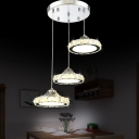 Round Pendant Lamp Minimalist Crystal Dining Room Pendulum Light in Chrome