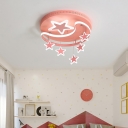 Creative Ceiling Light with 7 LED Light Moon and Star Acrylic Shade Metal Ceiling Mount Ceiling Light Fixture for Bedroom