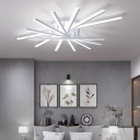 Contemporary Ceiling Fixture with 7 LED Light Metal Ceiling Mount Linear Acrylic Shade Semi Flush for Living Room