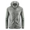 Jackets Solid Color Zip Up Long Sleeve Hooded Regular Trench Jackets for Men