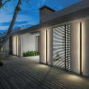 Outdoors Black Bar Shaped Flush Wall Sconce Simplicity LED Metal Wall Lighting in Warm Light
