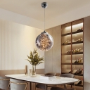 Ball Glass Shade Starry Pendant Modern Dining Room LED 1-Head Hanging Lamp