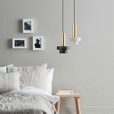Round Macaron Shade Pendant Nordic Bedroom Iron 6 Inchs Wide Hanging Lamp with Stone Shade