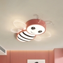 Kids Style Metallic Bee Flush Mount Ceiling Light LED Flushmount Ceiling Lamp
