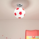 Kids Style Football Ceiling Mount Light Fixture 1 Head Bedroom Metallic Close To Ceiling Lighting