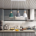 Dome Aluminum Shade Pendant Nordic Kitchen Green-Grey-White 3-Head Hanging Lamp with Canopy