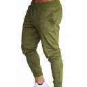 Mens Simple Sweatpants Solid Color Drawstring Waist Ankle Length Regular Fit Sweatpants