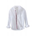 Basic Mens Shirt Plain Buttoned Collar Long Sleeves Button-down Regular Fit Shirt