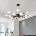 White Multi-Circle Chandelier Light Stylish Modern 7 Inchs Height Metal Hanging Pendant with Clear Glass Shade in Black