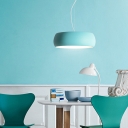 Aluminum Drum Shade Pendant Nordic Macaron Colour 1-Light Hanging Lamp for Living Room