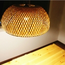 Bamboo Dome Shade Ceiling Light Nordic Style 1 Bulb Hanging Lamp for Restaurant in Wood