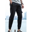 Men Stylish Jeans Plain Stretch Denim Two-Pocket Styling Zip Closure Slim Fit Jeans