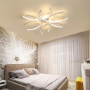 Acrylic Crossed Line Semi Flush Mount Ceiling Light 23.5 Inchs Wide Simplicity LED Flush Ceiling Light Fixture in White