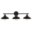 Metal Vanity Lamp Modern Style 3 Bulbs Wall Mounted Mirror Front with Black Lid Shade