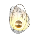 Postmodern LED Flush Wall Sconce Marble-Look Petal Wall Lamp with Resin Shade in Warm Light