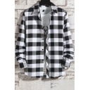 Fashionable Men's Plaid Print Long Sleeve Turn-down Collar Button-up Relaxed Fit Shirt