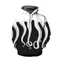Casual Mens Hoodie 3D Octopus Printed Front Pocket Long Sleeves Drawstring Relaxed Hoodie
